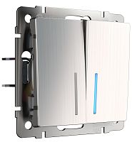 Выключатель с подсветкой без рамки Werkel 2-кл. глянцевый никель картинка